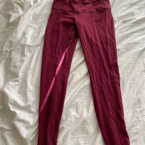 Full length red lululemon wunder unders